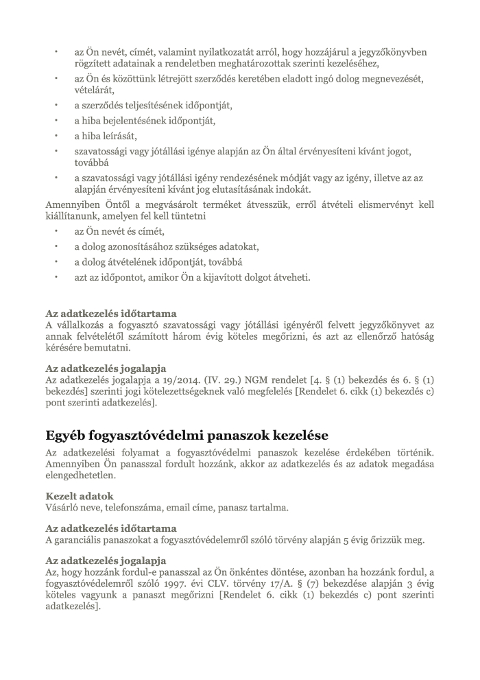 ‎Adatkezelési tájékoztató - 10%foglaló.‎5